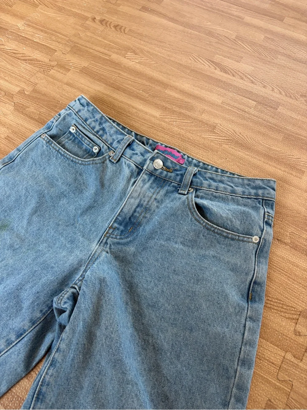 EDIKTED Denim Jorts Light Wash Long Jean Shorts Size S Y2K Inspired